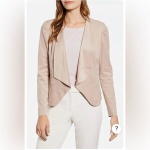 Women’s Med NWT Anne Klein Pink Faux Suede Open Drape Front Jacket